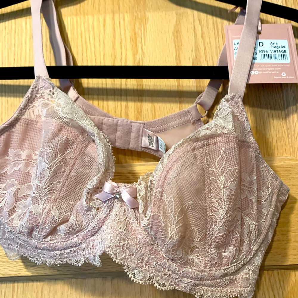 Panache 32D sheer lace plunge bra
